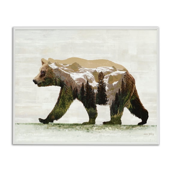 Stupell Industries Woodland Pattern Bear Animals & Insects Painting White Framed Art Print Wall Art, 14 x 11