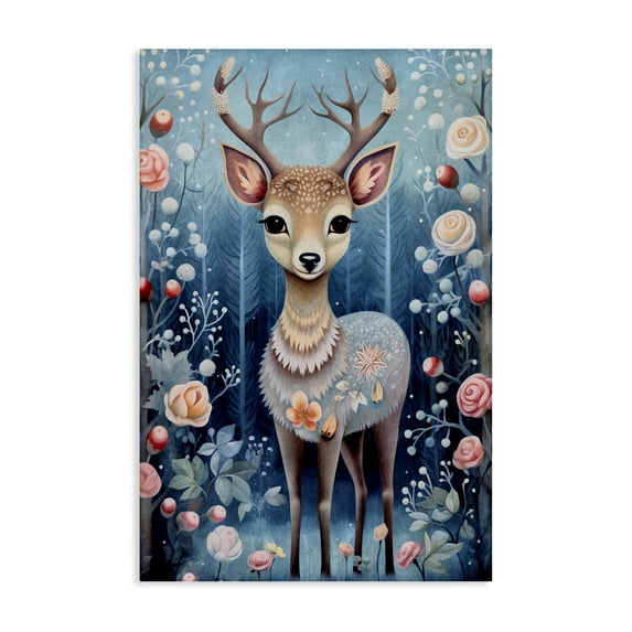 Stupell Industries Woodland Pattern Deer Animals & Insects Painting Gallery Wrapped Canvas Art Print Wall Art, 20 x 30