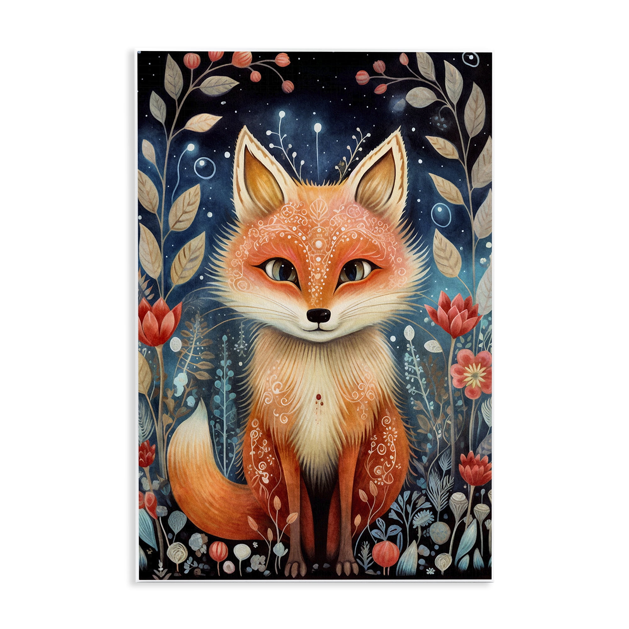 Stupell Industries Woodland Pattern Fox Animals & Insects Painting Unframed Art Print Wall Art, 13 x 19