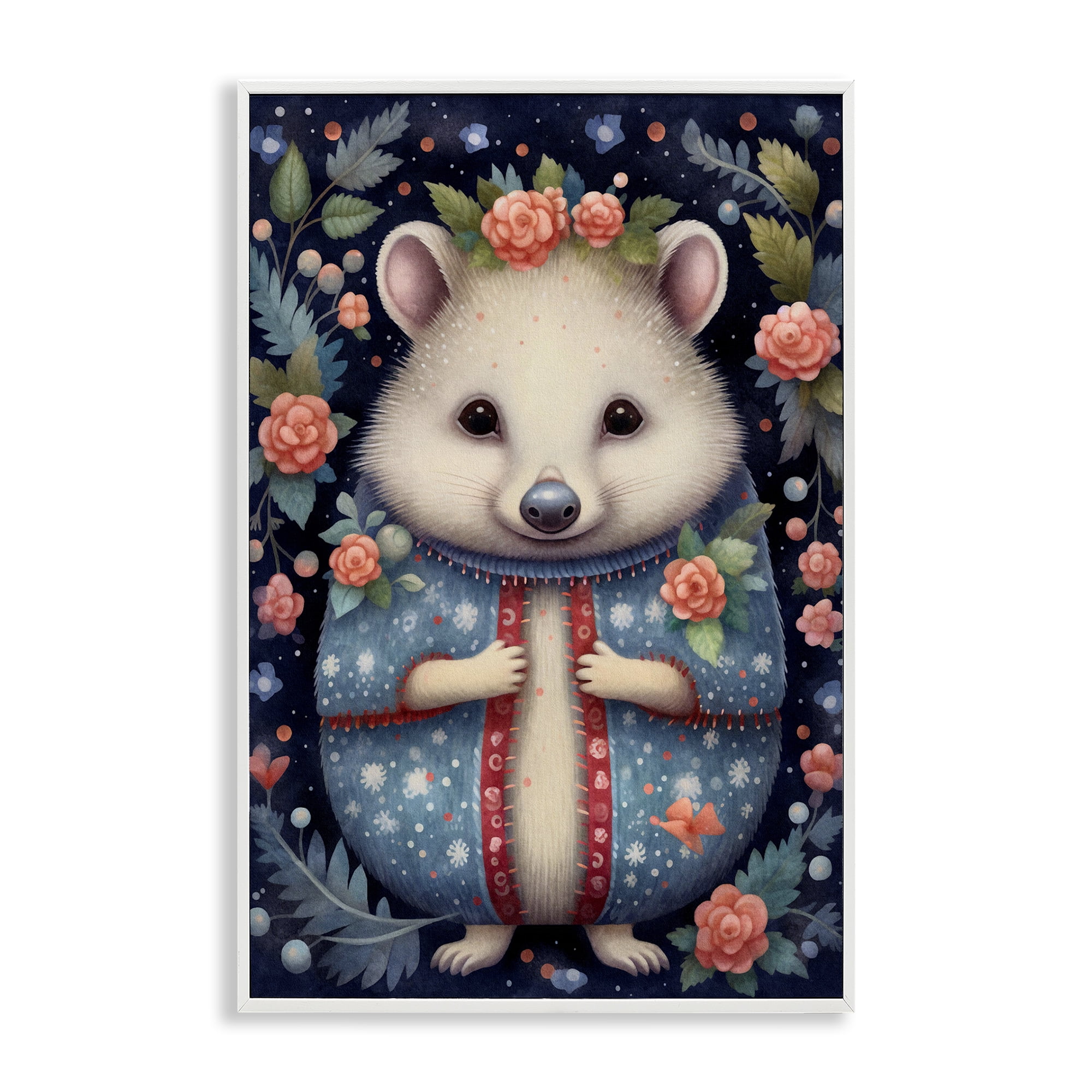 Stupell Industries Woodland Pattern Hedgehog Animals & Insects Painting White Framed Art Print Wall Art, 20 x 30