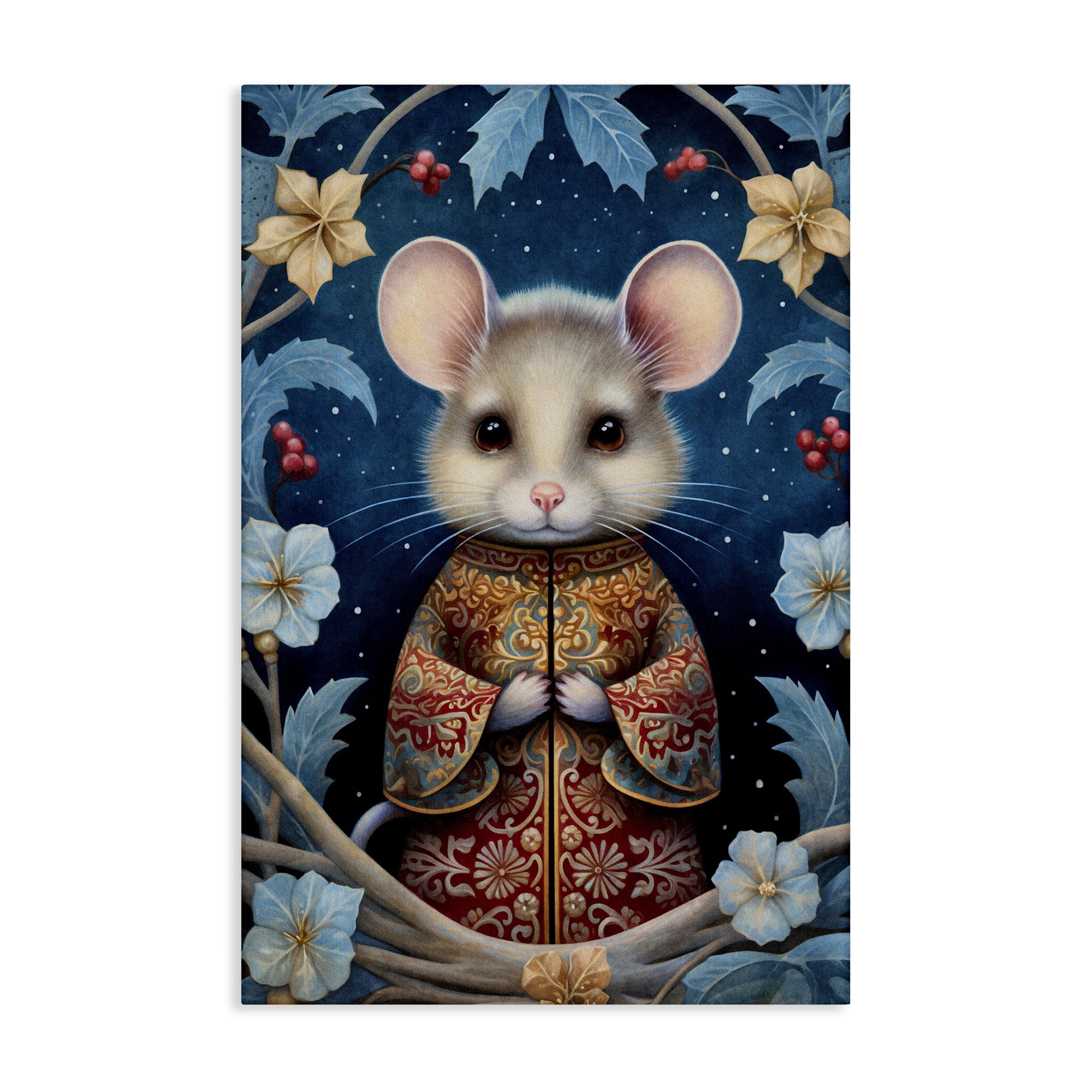 Stupell Industries Woodland Pattern Mouse Animals & Insects Painting Gallery Wrapped Canvas Art Print Wall Art, 30 x 45