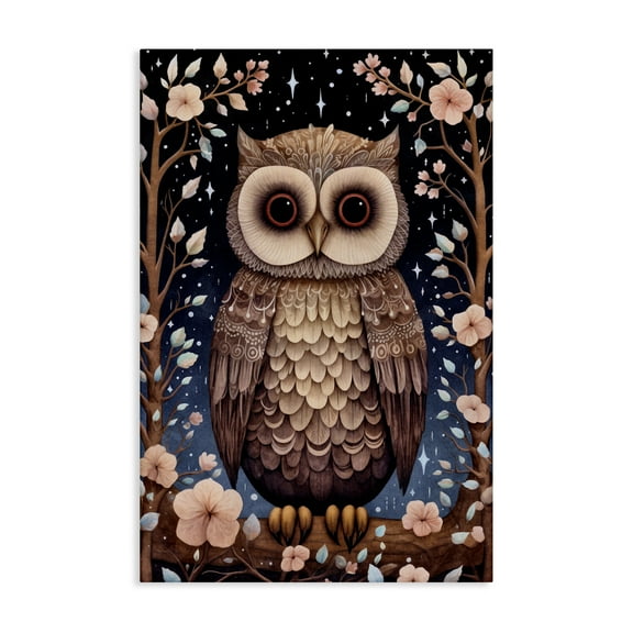 Stupell Industries Woodland Pattern Owl Animals & Insects Painting Gallery Wrapped Canvas Art Print Wall Art, 16 x 24