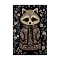 Stupell Industries Woodland Pattern Raccoon Animals & Insects Painting Gallery Wrapped Canvas Art Print Wall Art, 16 x 24