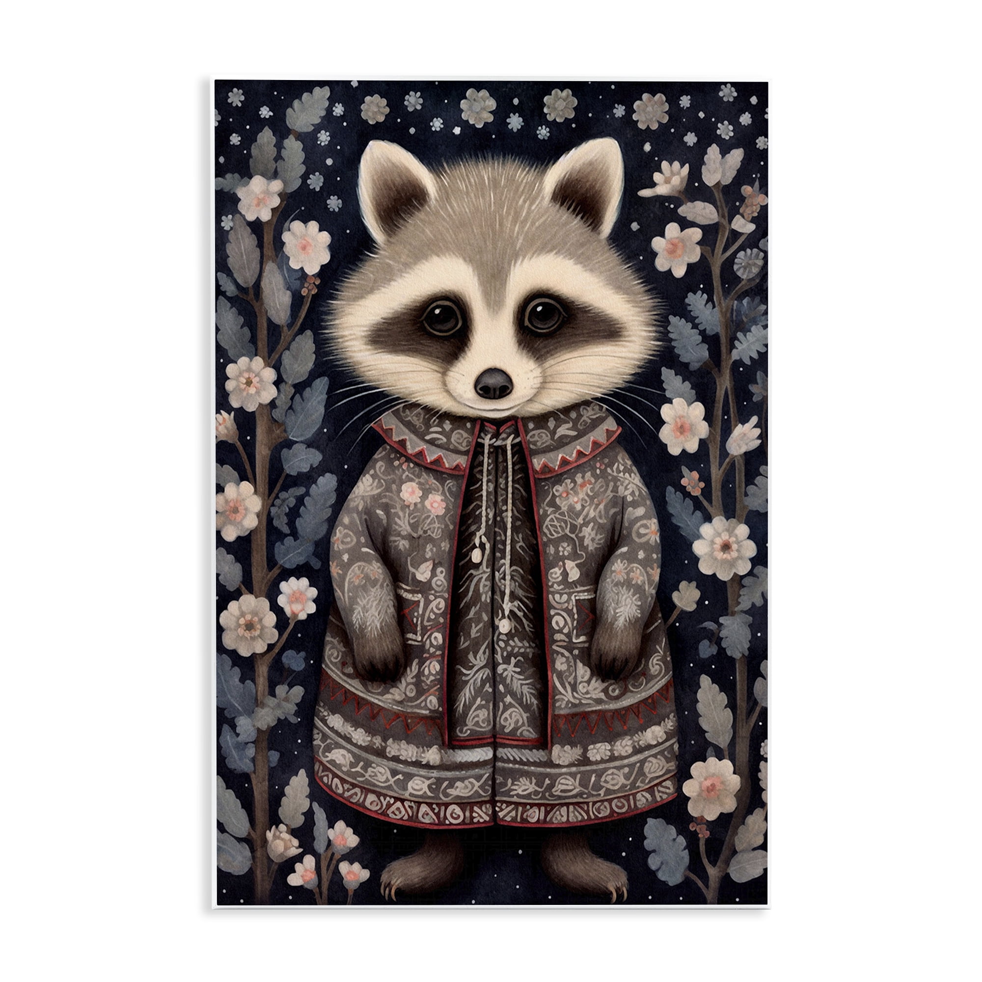 Stupell Industries Woodland Pattern Raccoon Animals & Insects Painting Unframed Art Print Wall Art, 10 x 15