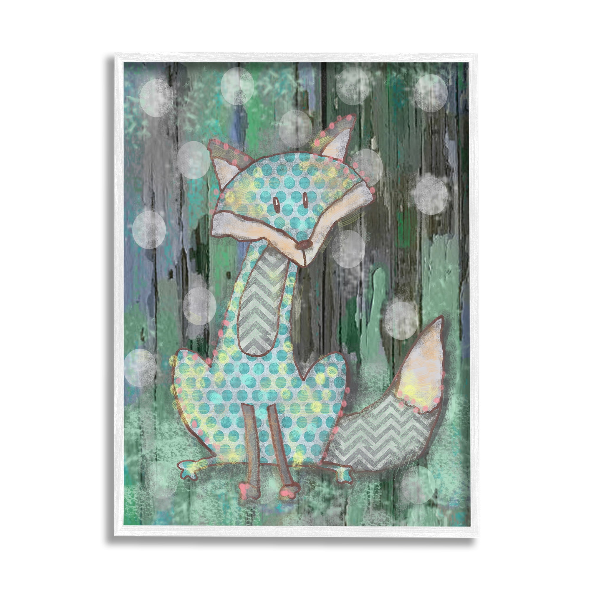 Stupell Industries Woodland Polka Dot Fox Paintings White Framed Art Print Wall Art, 11x14, by Reesa Qualia
