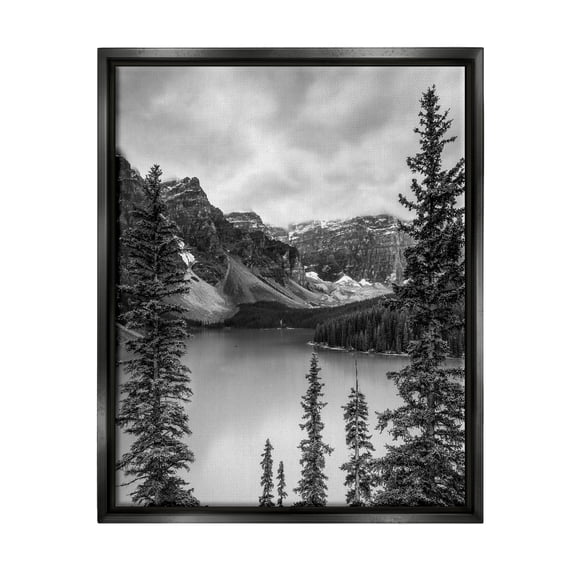 Stupell Industries Woodland Pond Scenery Landscape Photography Black Floater Framed Canvas Art Print Wall Art, 17 x 21