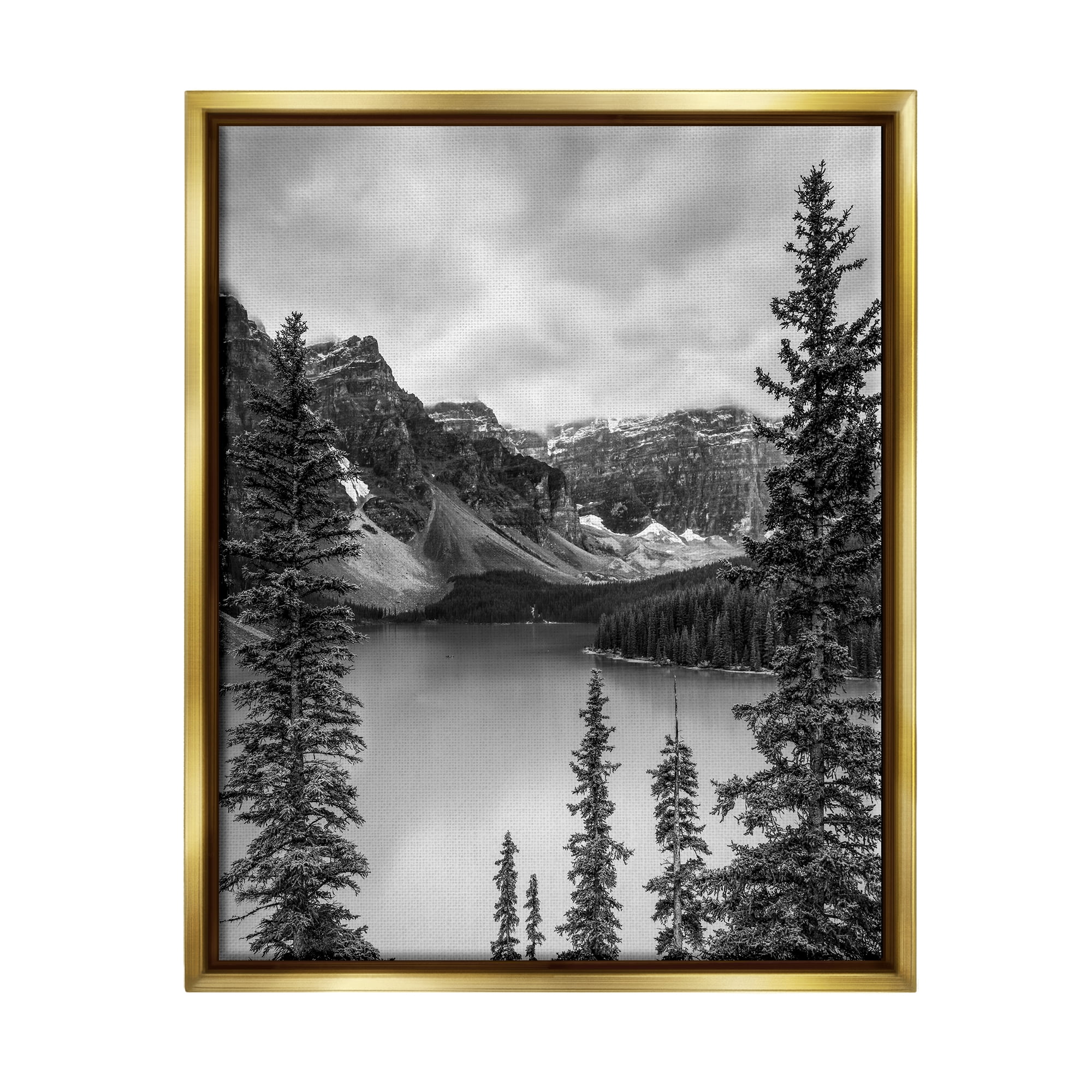 Stupell Industries Woodland Pond Scenery Landscape Photography Gold Floater Framed Canvas Art Print Wall Art, 17 x 21