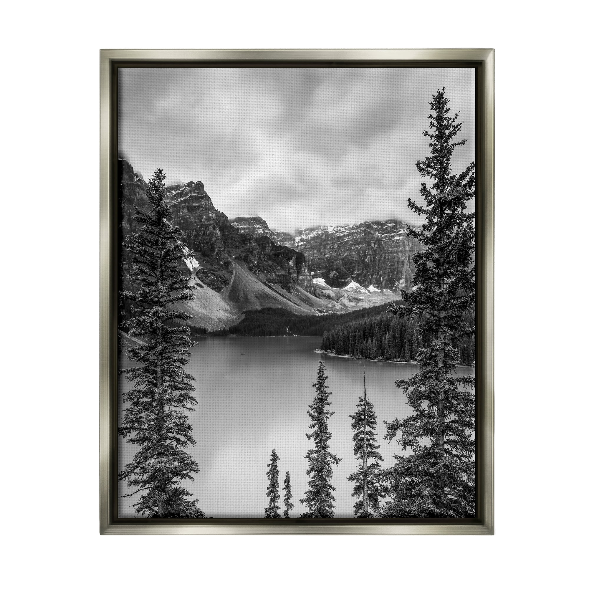 Stupell Industries Woodland Pond Scenery Landscape Photography Gray Floater Framed Canvas Art Print Wall Art, 17 x 21
