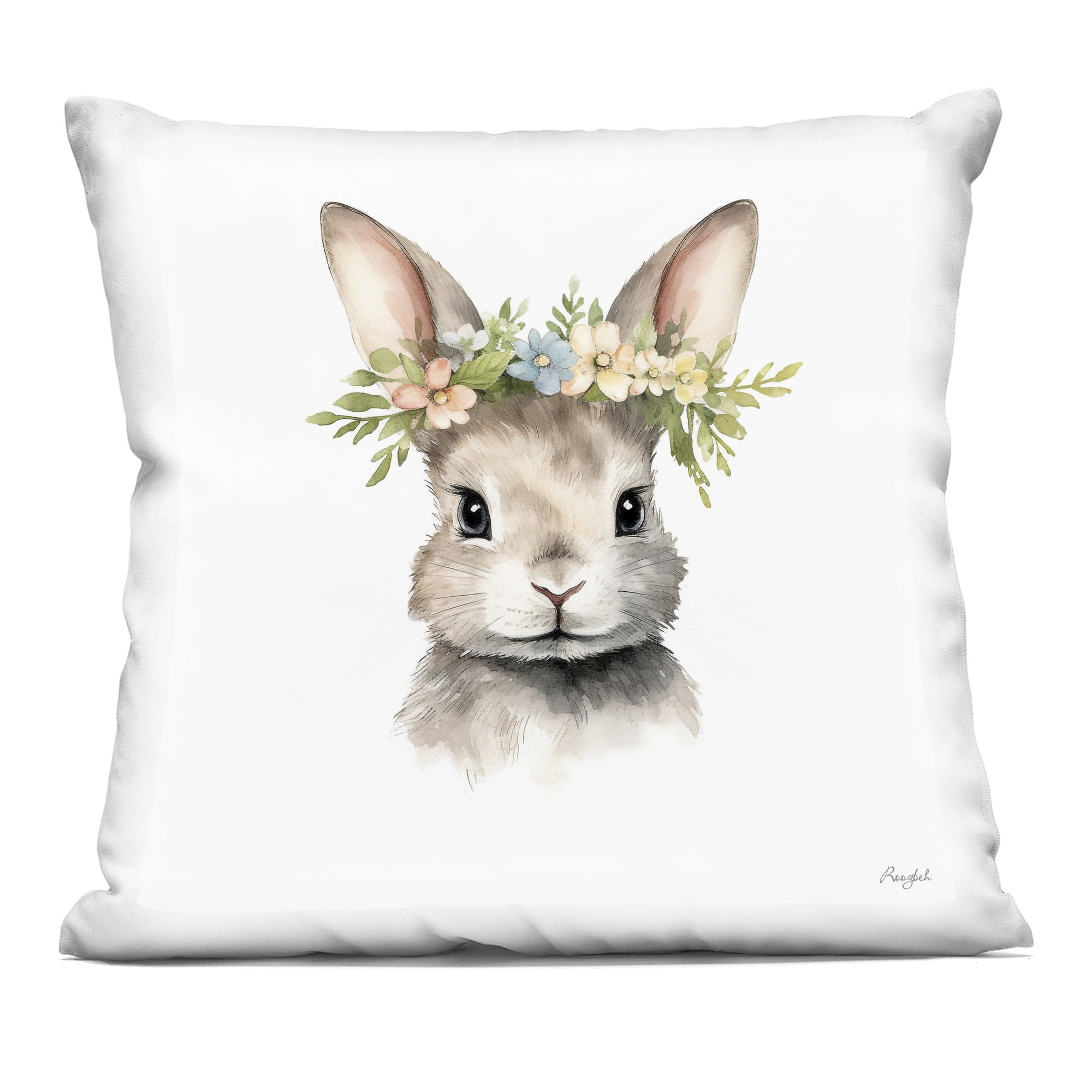 Stupell Industries Woodland Rabbit Flower Crown Decorative Printed Throw Pillow, design by Roozbeh