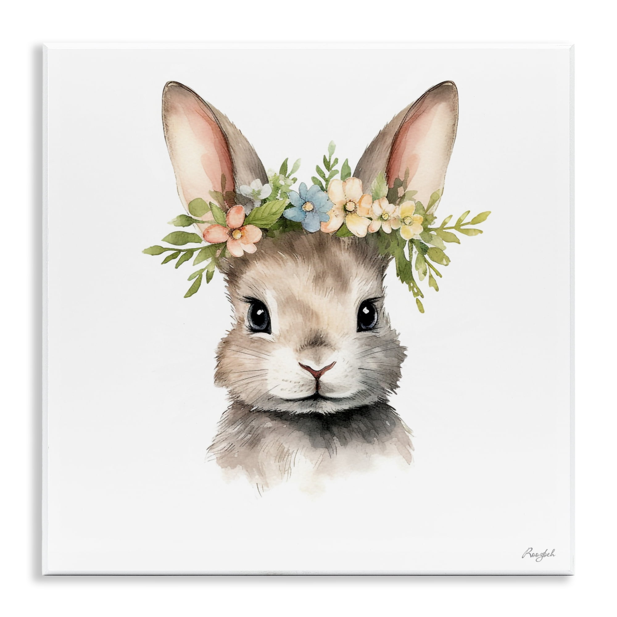 Stupell Industries Woodland Rabbit Flower Crown Wall Plaque Art, design by Roozbeh