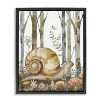 Stupell Industries Woodland Snail Nature Landscape & Nature Painting Black Floater Framed Canvas Art Print Wall Art, 17 x 21