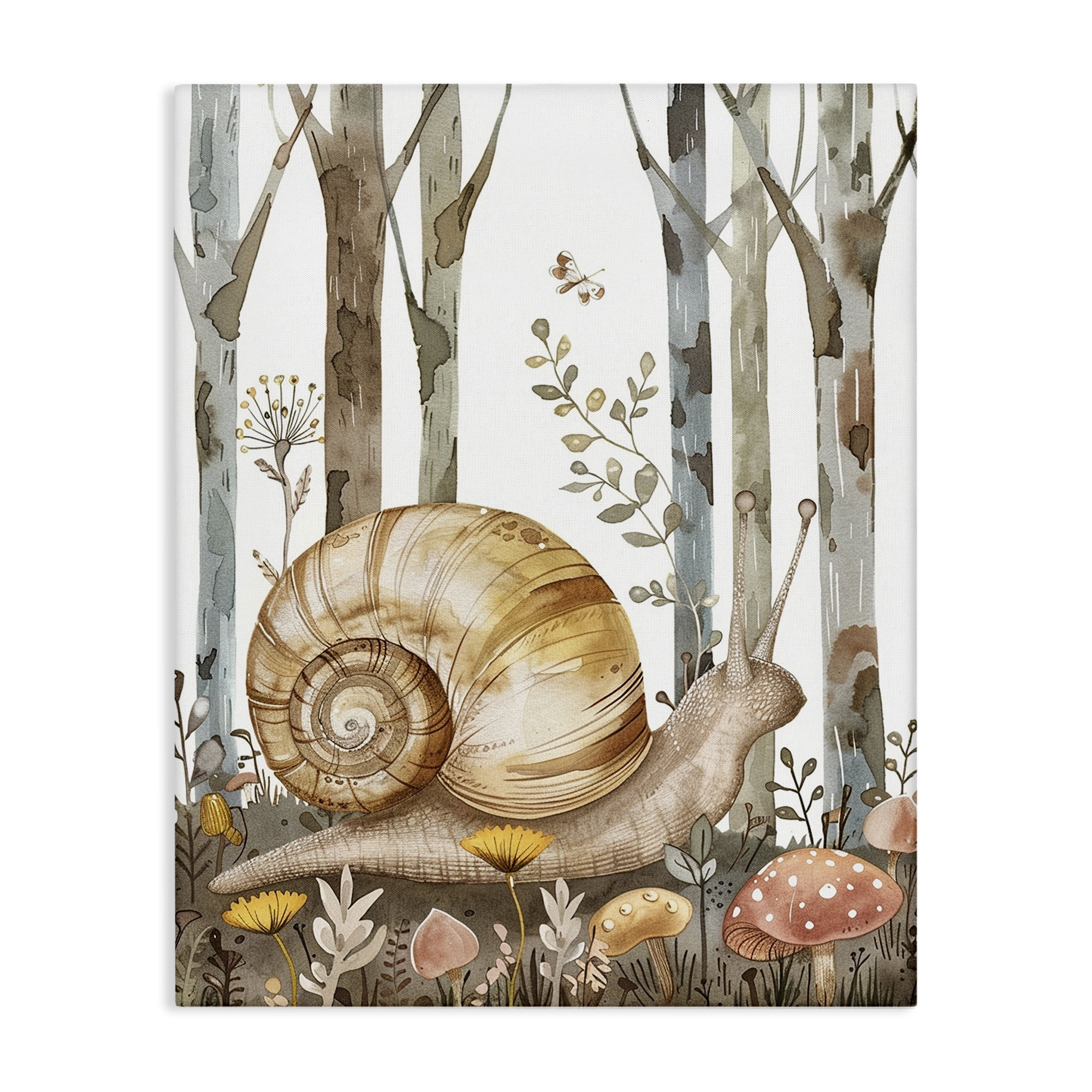 Stupell Industries Woodland Snail Nature Landscape & Nature Painting Wrapped Canvas Art Print Wall Art, 16 x 20