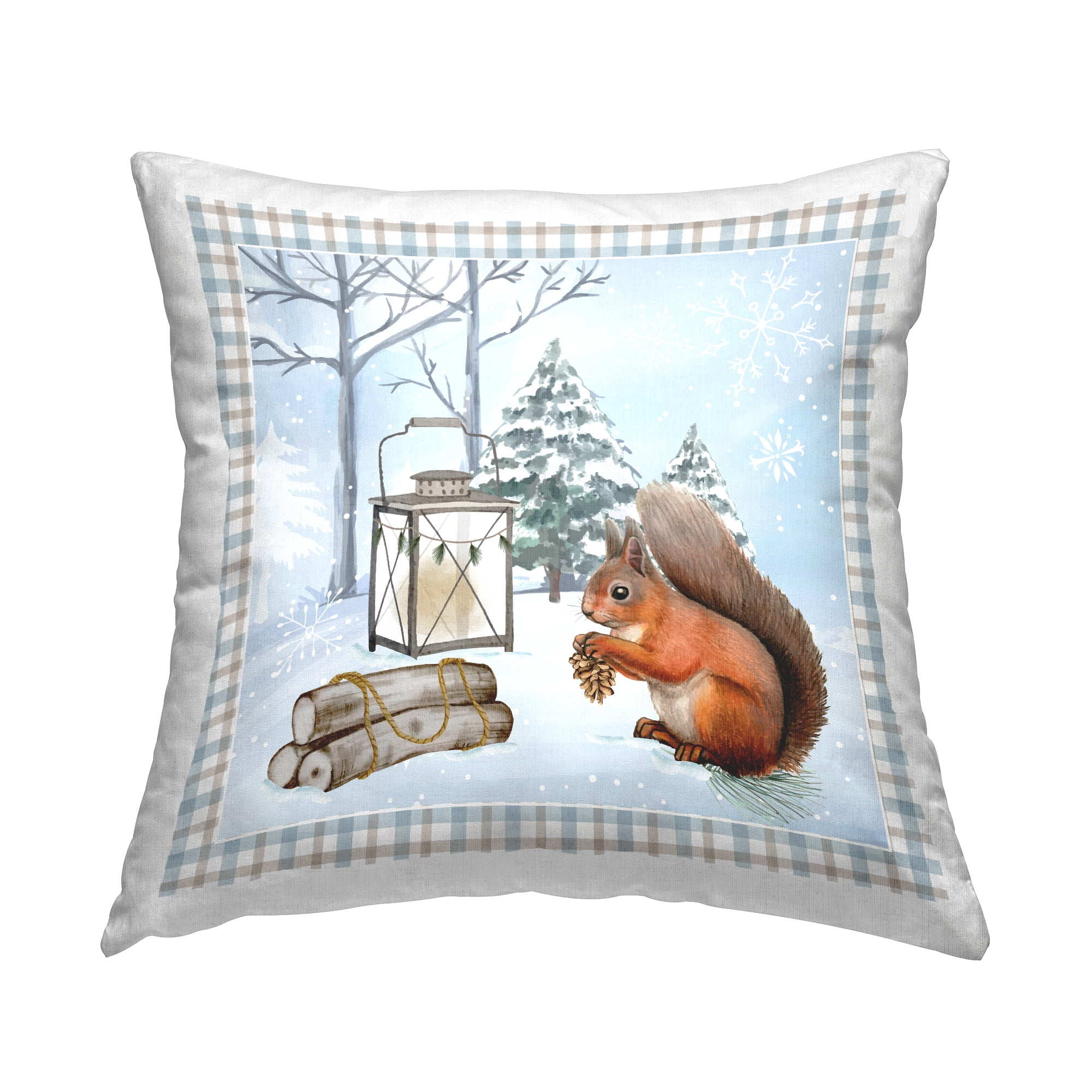 Stupell Industries Woodland Squirrel Winter Snowflakes Printed Throw Pillow Design by ND Art