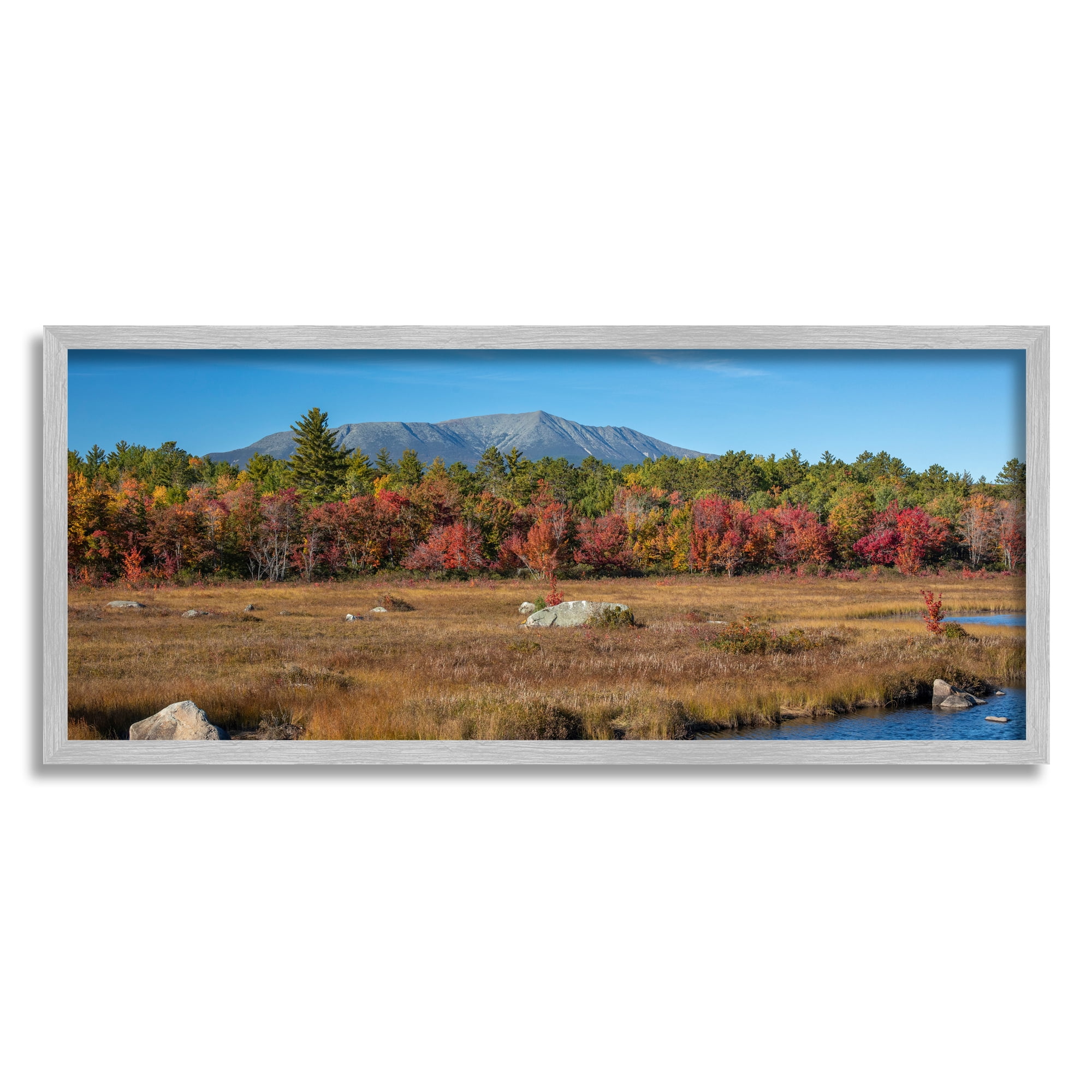 Stupell Industries Woodland Stream Landscape Landscape Photography Gray Framed Art Print Wall Art, 30 x 13