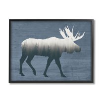 Stupell Industries Woodland Trees Within Moose Silhouette Rustic Animal Graphic Art Black Framed Art Print Wall Art, Design by Lettered and Lined