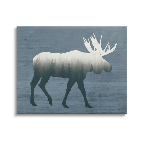 Stupell Industries Woodland Trees Within Moose Silhouette Rustic Animal Graphic Art Gallery Wrapped Canvas Print Wall Art, Design by Lettered and Lined