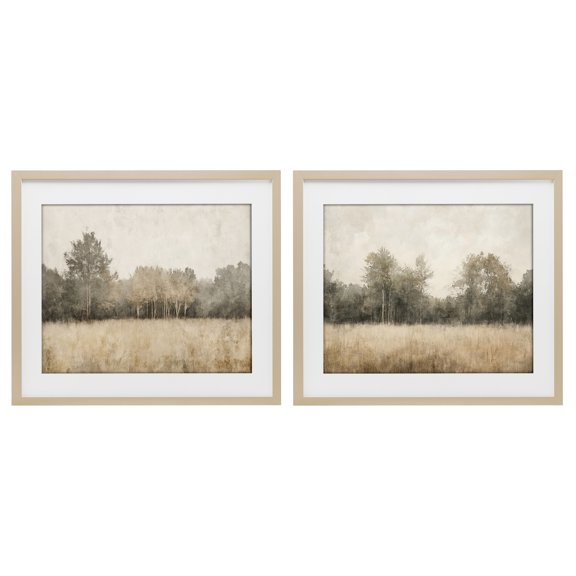 Stupell Industries Woodland Watercolor Field 2 Piece Birch Framed Print Under Glass Set design by Mona Grace, 13 x 16