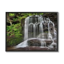 Stupell Industries Woodland Waterfall Nature Creek Landscape Photography Black Framed Art Print Wall Art