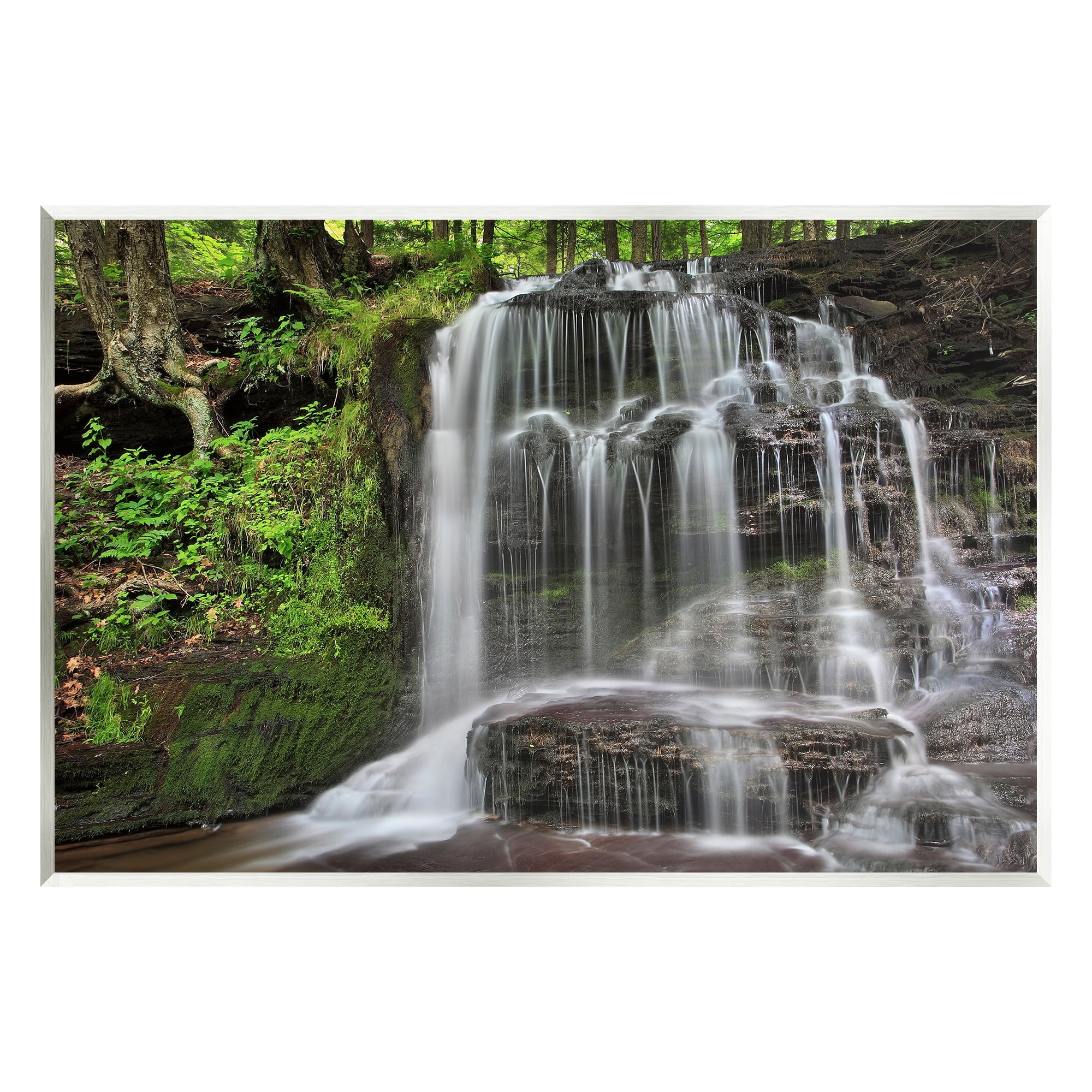 Stupell Industries Woodland Waterfall Nature Creek Landscape Photography Unframed Art Print Wall Art