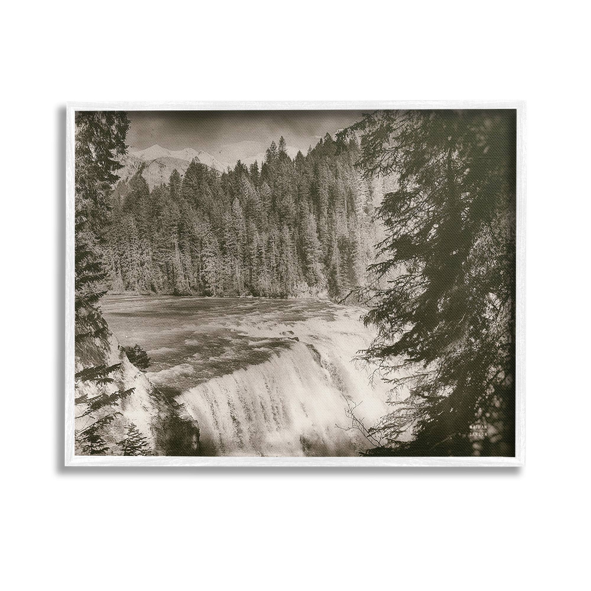 Stupell Industries Woodland Waterfall Photography Landscape Photography White Framed Art Print Wall Art, 14 x 11