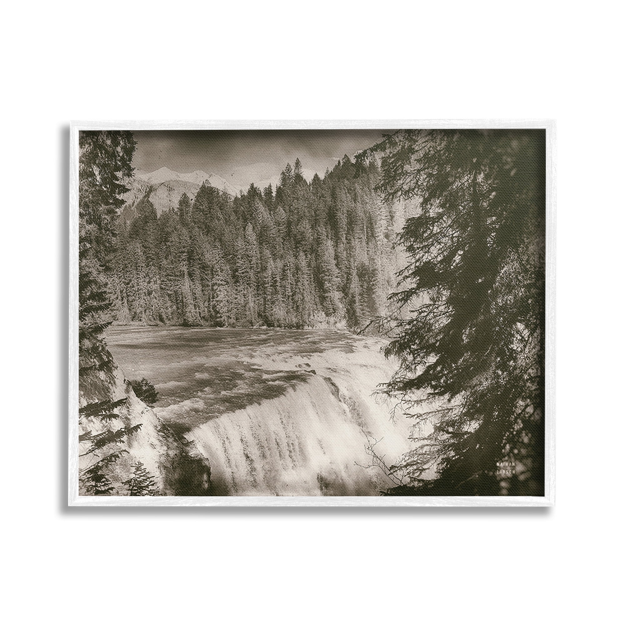 Stupell Industries Woodland Waterfall Photography Landscape Photography White Framed Art Print Wall Art, 20 x 16