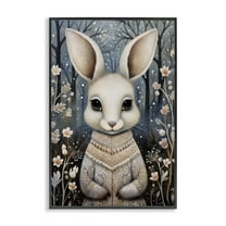 Stupell Industries Woodland White Rabbit Animals & Insects Painting Black Framed Art Print Wall Art, 12 x 18