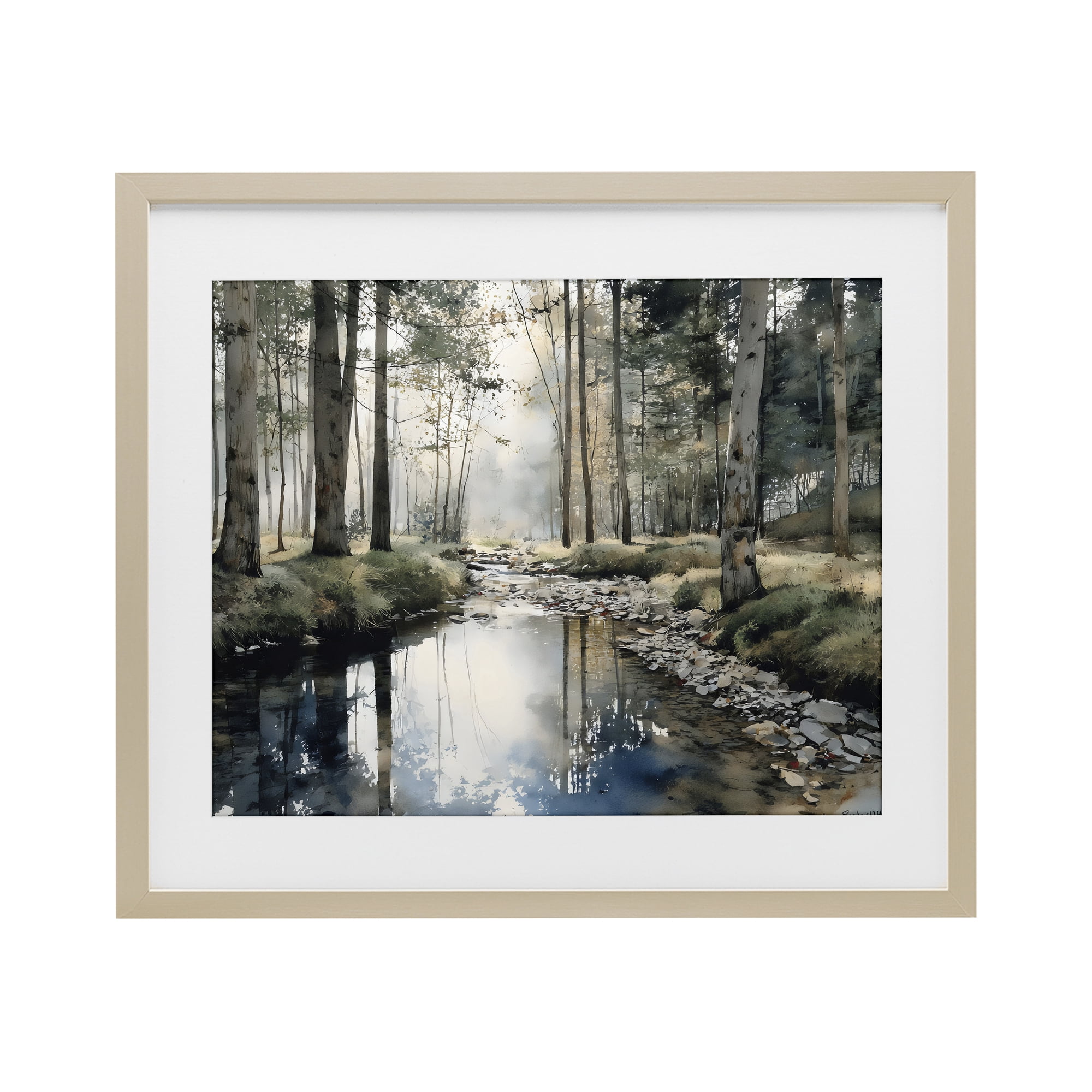Stupell Industries Woodland Wonder Creek Birch Framed Print Under Glass, design by Franklyn Gregory