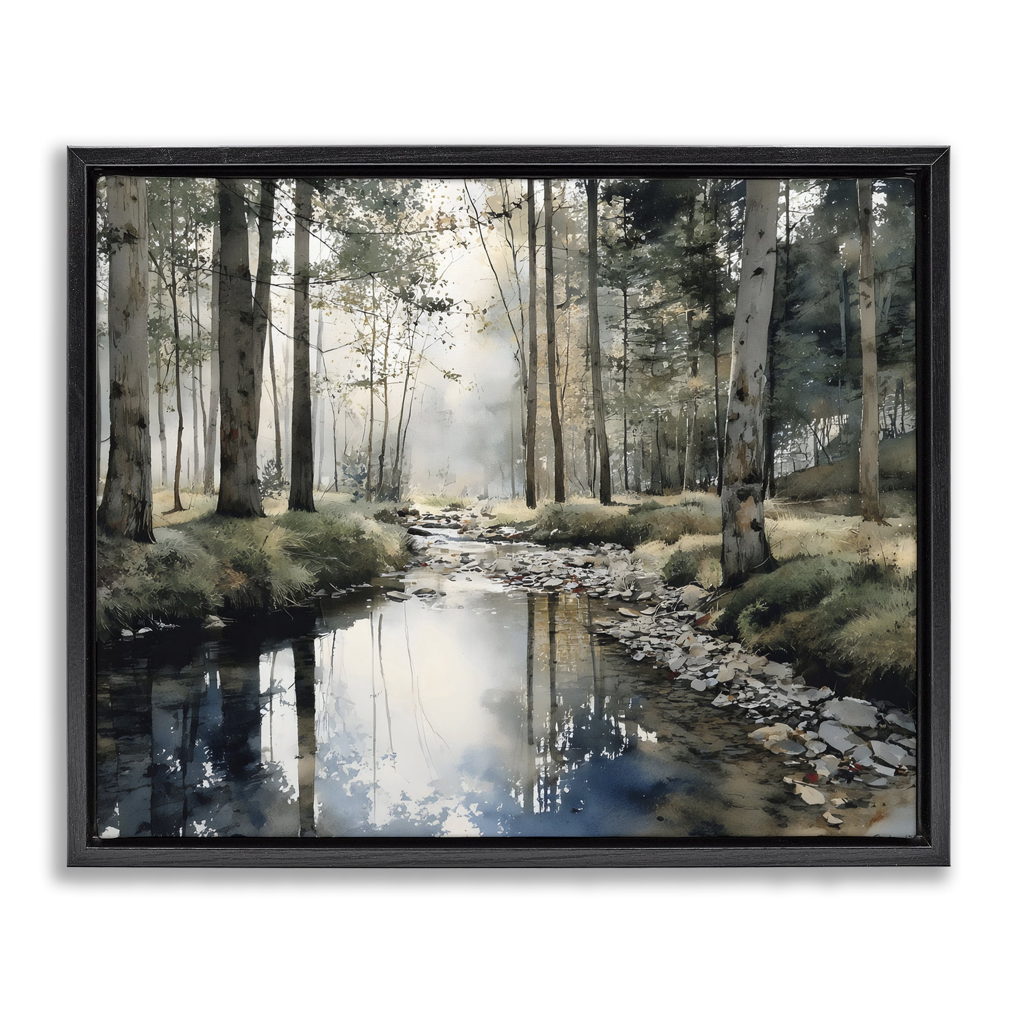 Stupell Industries Woodland Wonder Creek Black Framed Floater Canvas Wall Art, design by Franklyn Gregory