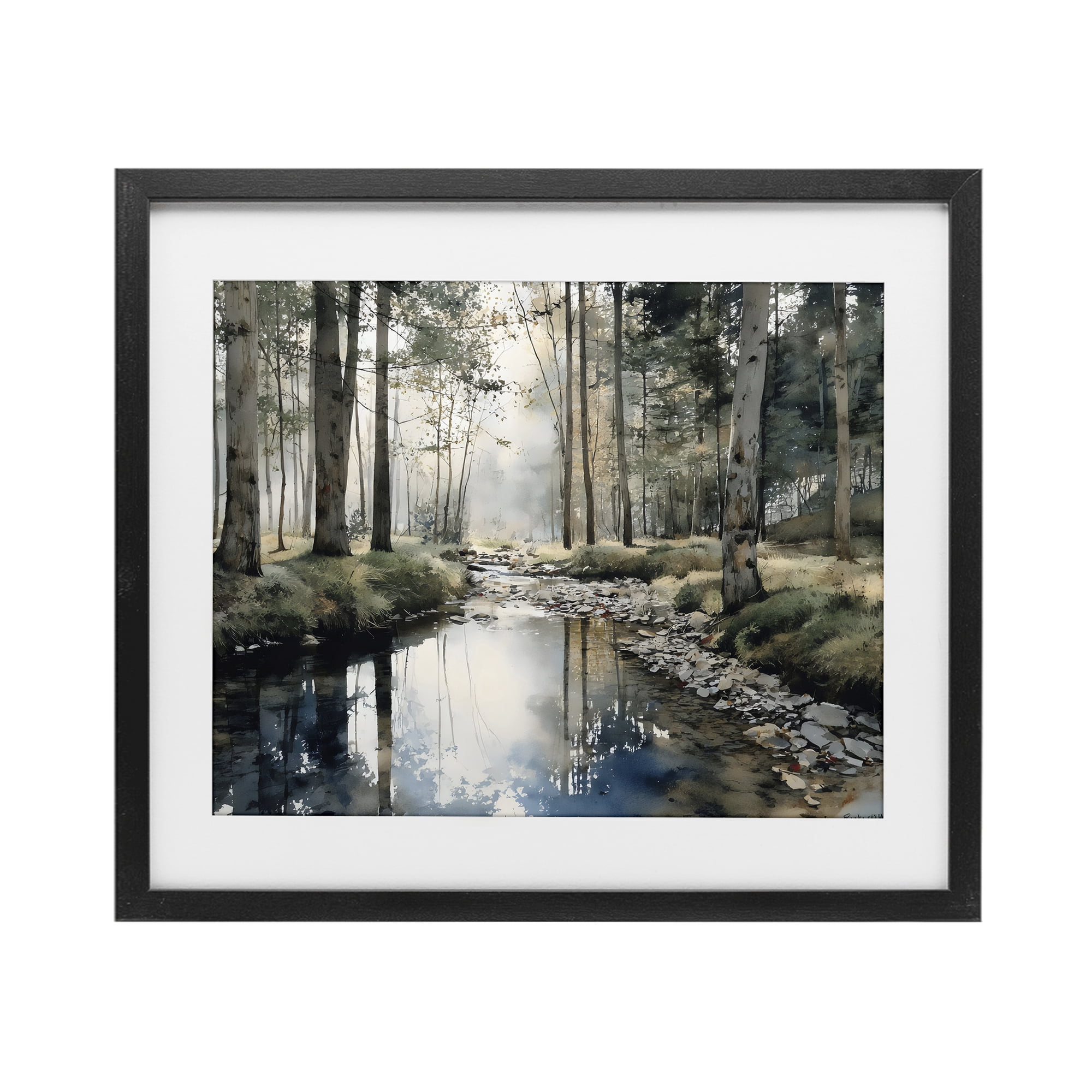 Stupell Industries Woodland Wonder Creek Black Framed Print Under Glass, design by Franklyn Gregory