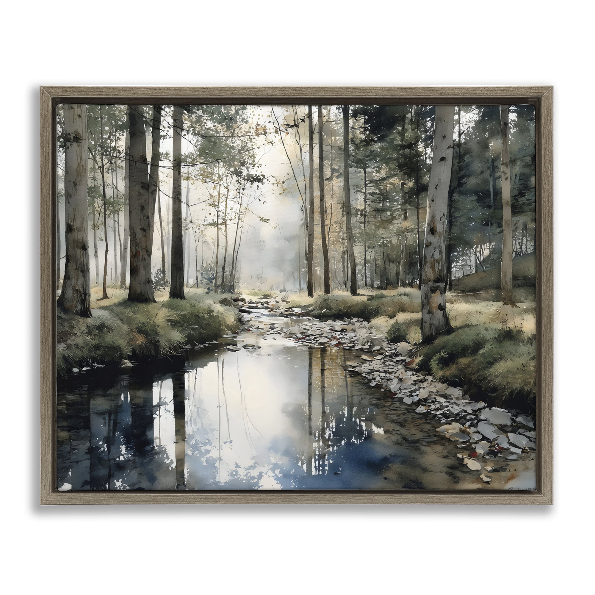 Stupell Industries Woodland Wonder Creek Brown Framed Floater Canvas Wall Art, design by Franklyn Gregory