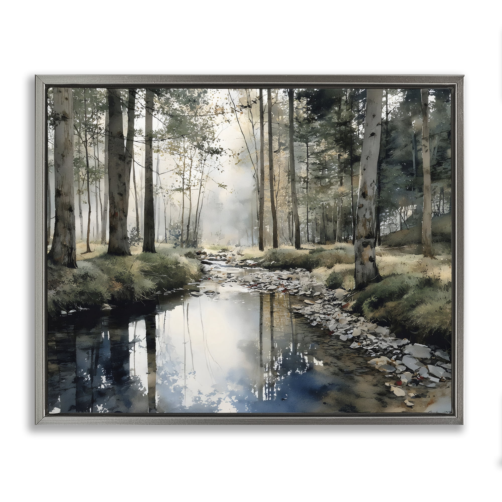 Stupell Industries Woodland Wonder Creek Gray Framed Floater Canvas Wall Art, design by Franklyn Gregory