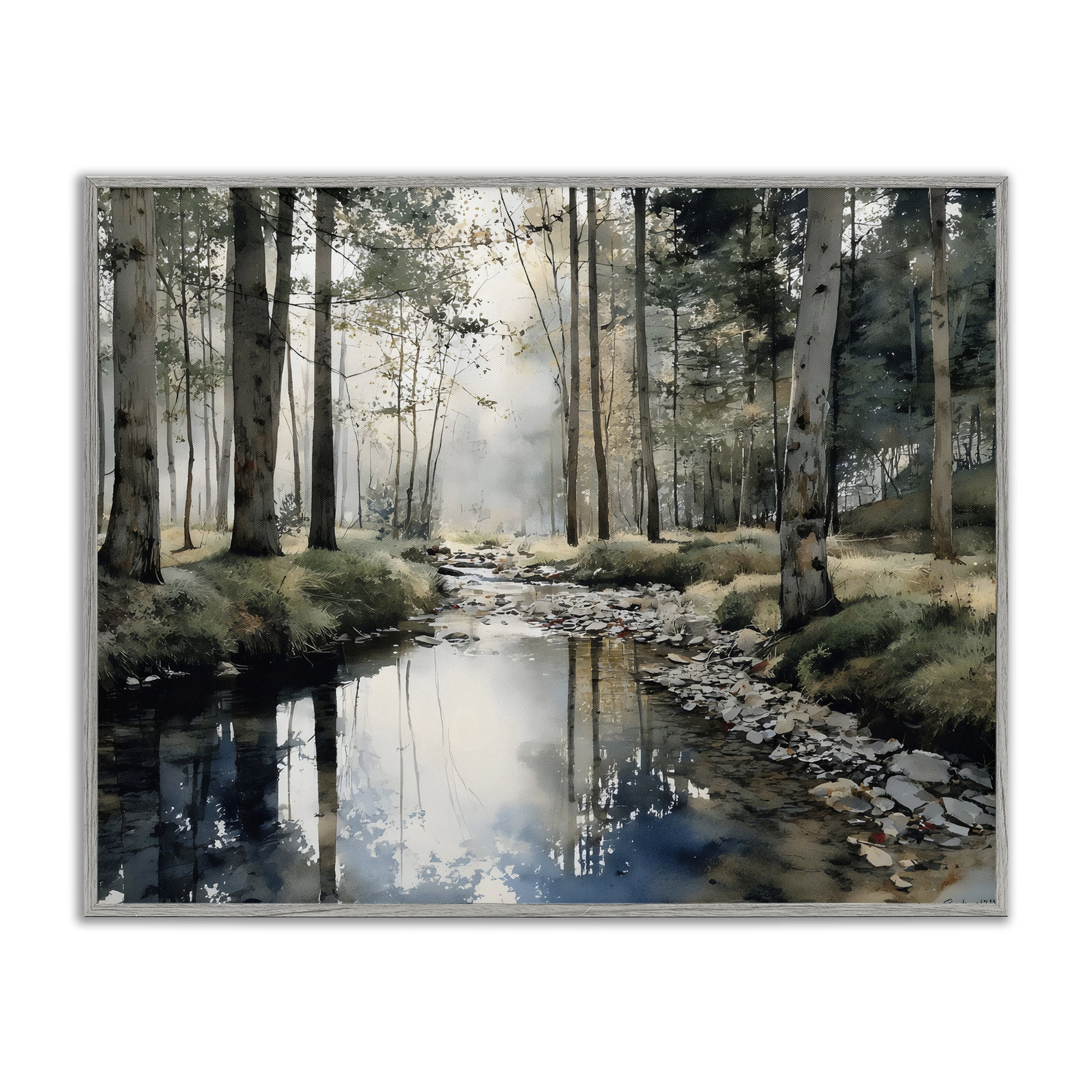 Stupell Industries Woodland Wonder Creek Gray Framed Giclee Art, design by Franklyn Gregory