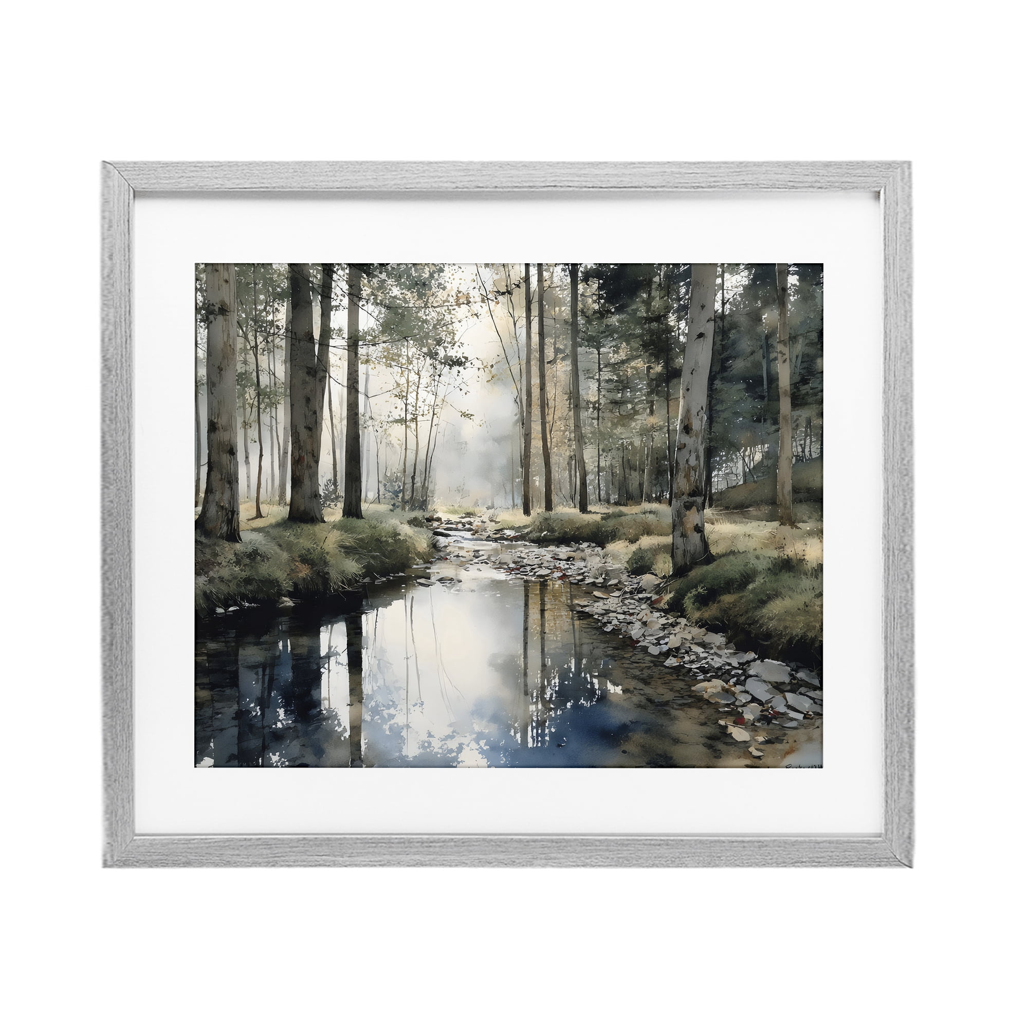 Stupell Industries Woodland Wonder Creek Gray Framed Print Under Glass, design by Franklyn Gregory