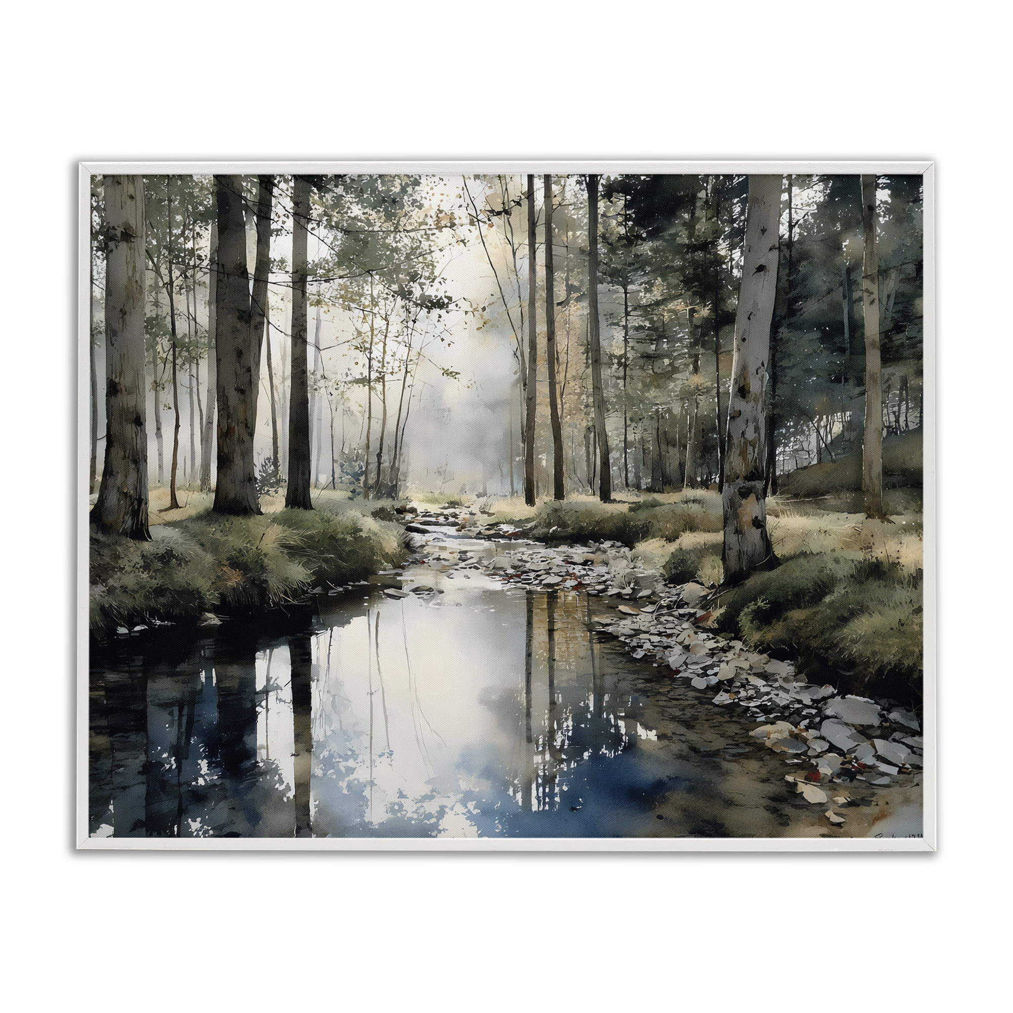 Stupell Industries Woodland Wonder Creek White Framed Giclee Art, design by Franklyn Gregory