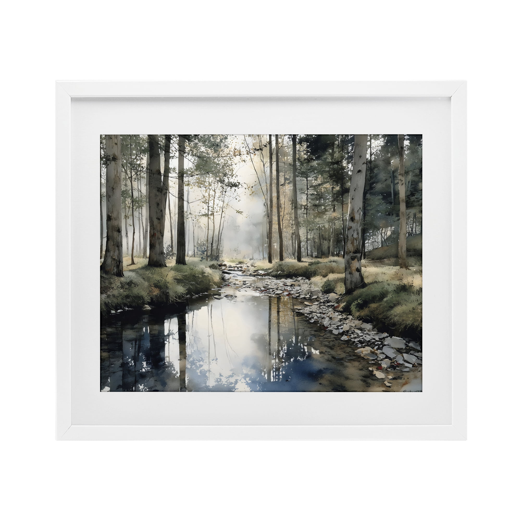 Stupell Industries Woodland Wonder Creek White Framed Print Under Glass, design by Franklyn Gregory