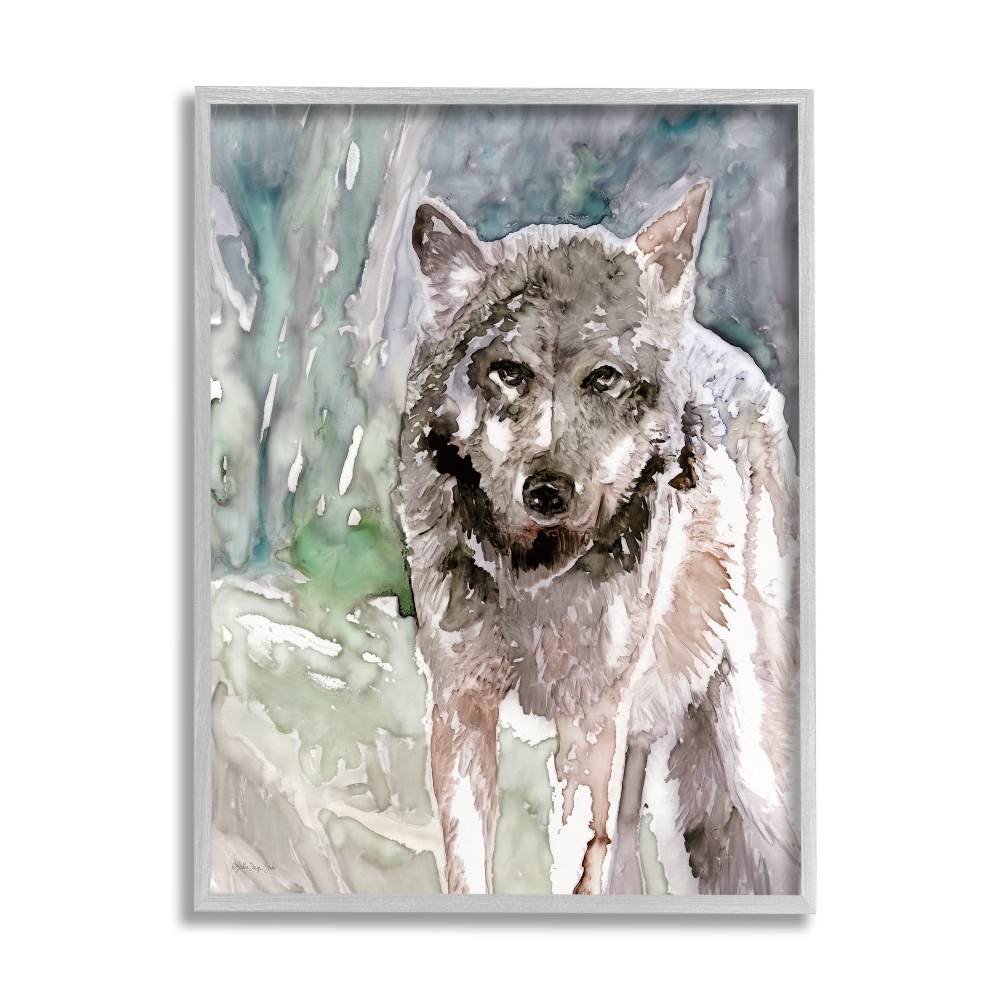 Stupell Industries Woodlands Coyote Watercolor Effect Wildlife Portrait Framed Wall Art, 16 x 20, Design by Stellar Design Studio