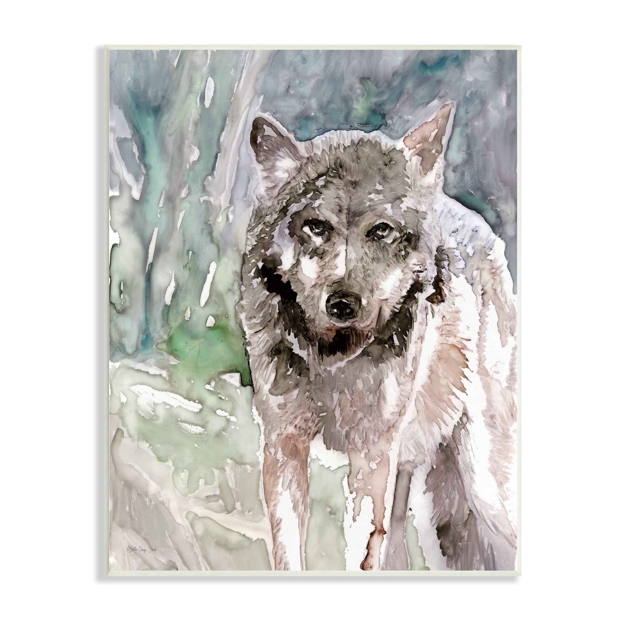 Stupell Industries Woodlands Coyote Watercolor Effect Wildlife Portrait Wood Wall Art, 10 x 15, Design by Stellar Design Studio