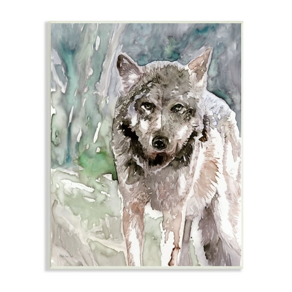 Stupell Industries Woodlands Coyote Watercolor Effect Wildlife Portrait Wood Wall Art, 13 x 19, Design by Stellar Design Studio