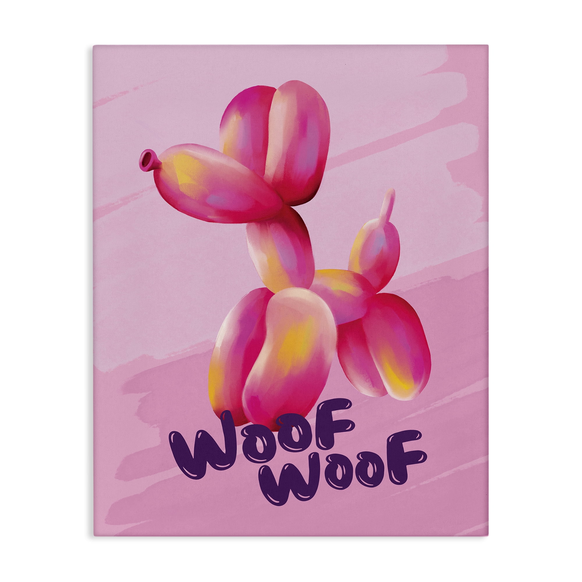 Stupell Industries Woof Balloon Dog Text & Numbers Painting Wrapped Canvas Art Print Wall Art, 24 x 30