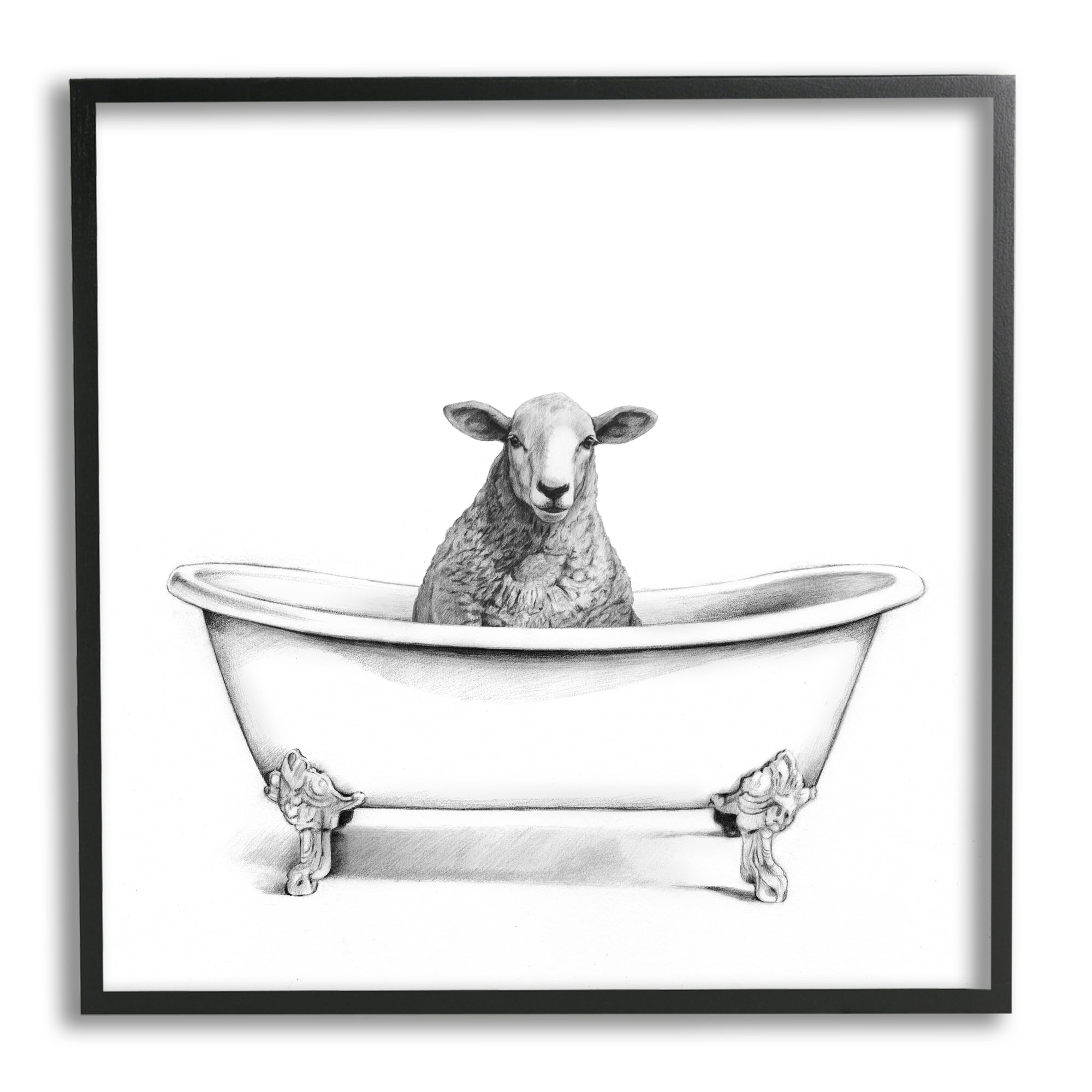 Stupell Industries Wooly Sheep in Bath Tub Farm Animal Bathroom, 24 x 24,Design by Victoria Borges