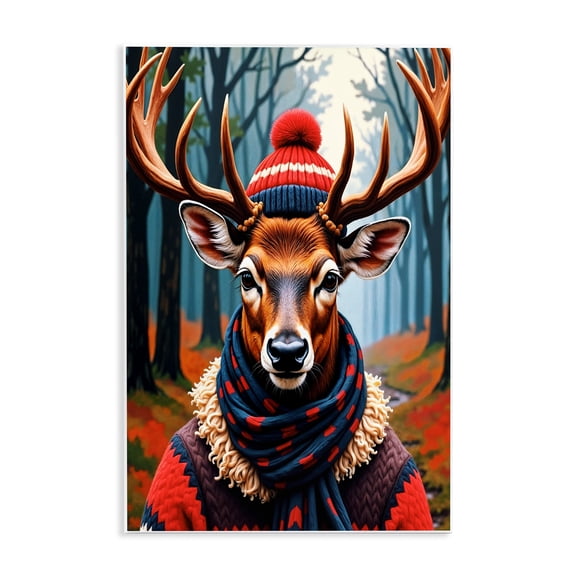 Stupell Industries Wooly Stag Winter Scarf Wall Plaque Art, design by Karen Smith