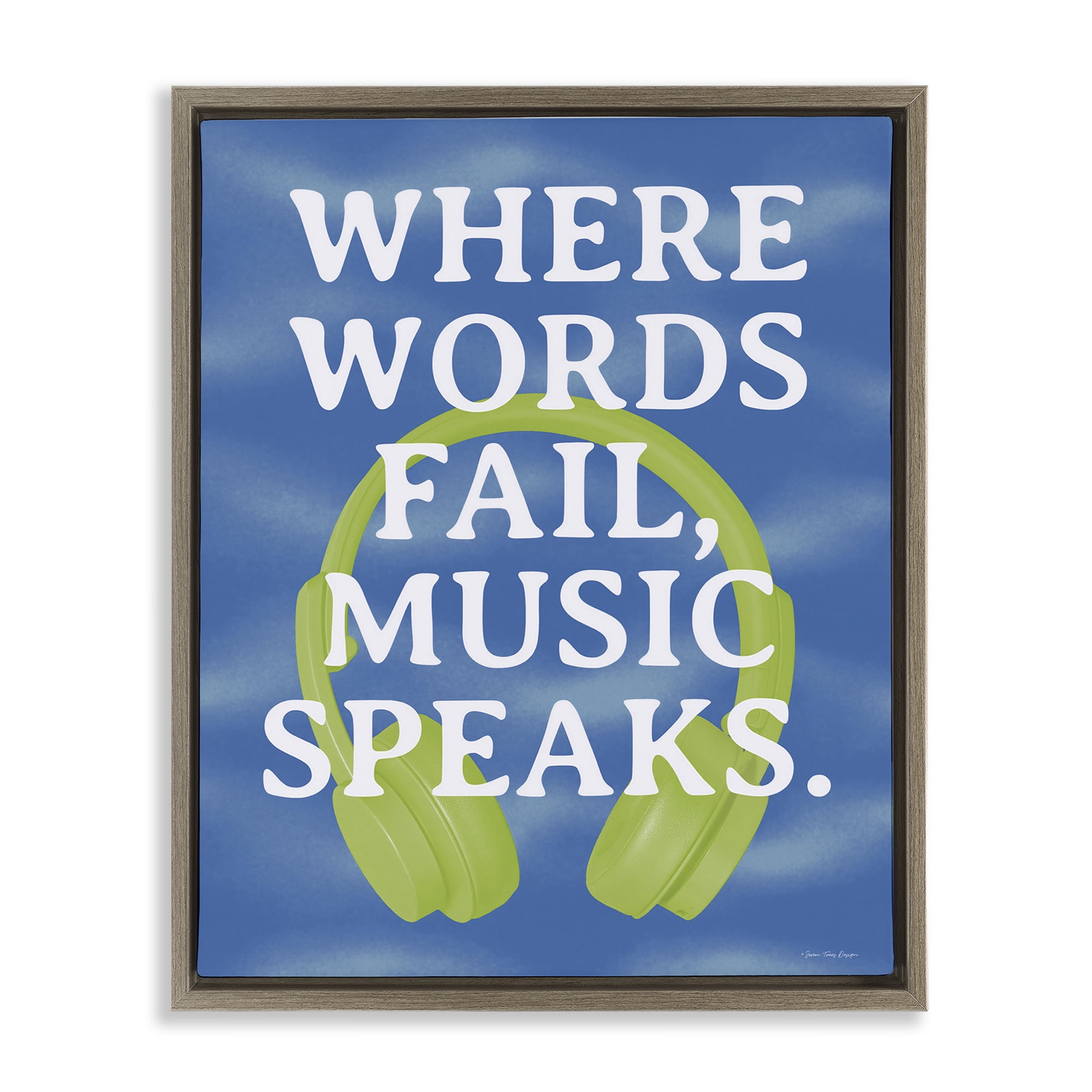 Stupell Industries Words Fail Music Speaks Entertainment Painting Brown Floater Framed Canvas Art Print Wall Art, 25 x 31