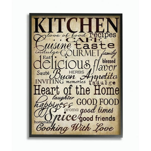 Stupell Industries Words In The Kitchen Off White Wall Art Graphic Art Black Framed Art Print Wall Art, 24x30, by Gplicensing