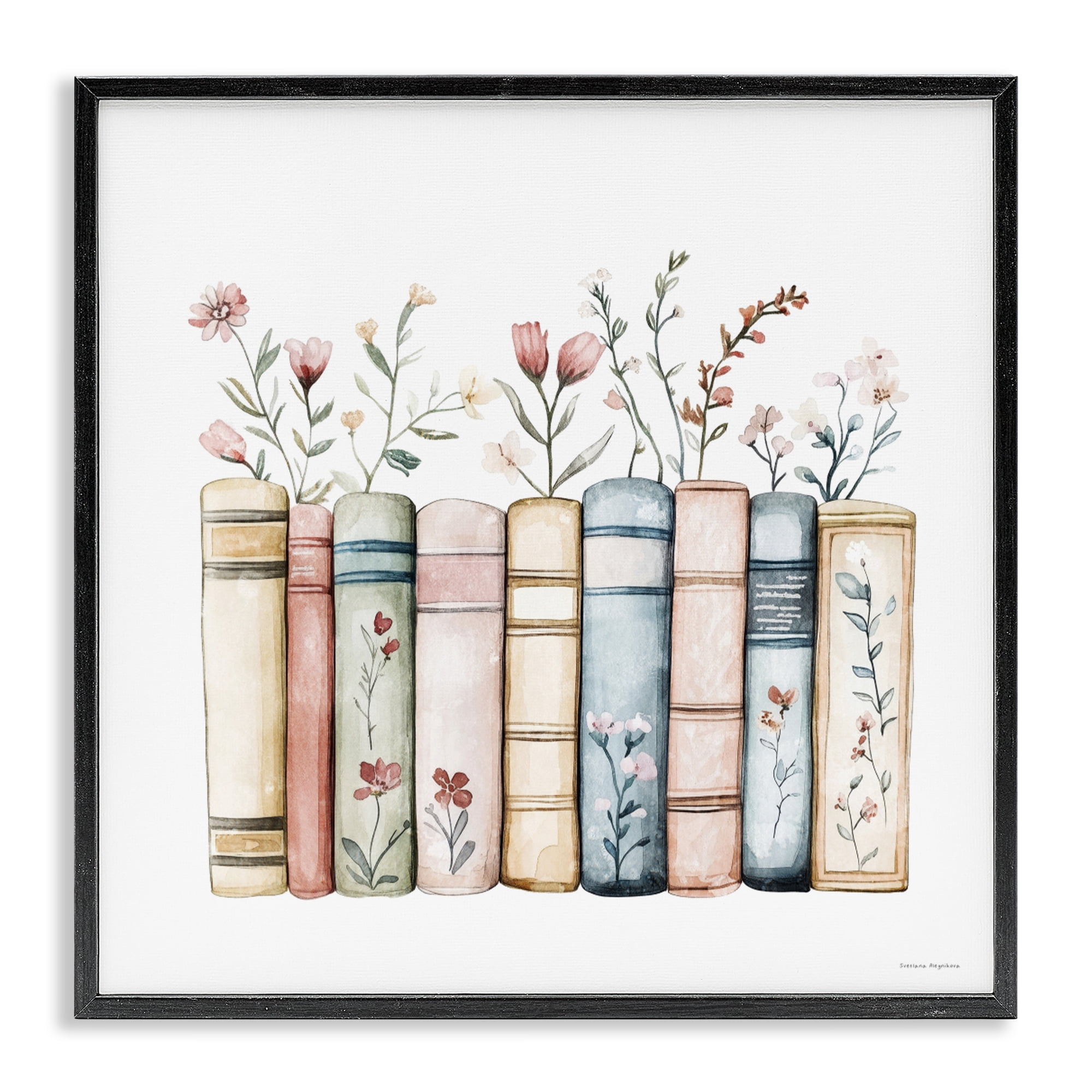 Stupell Industries Words That Blossom Black Framed Giclee Art, design by Svetlana Aleynikova