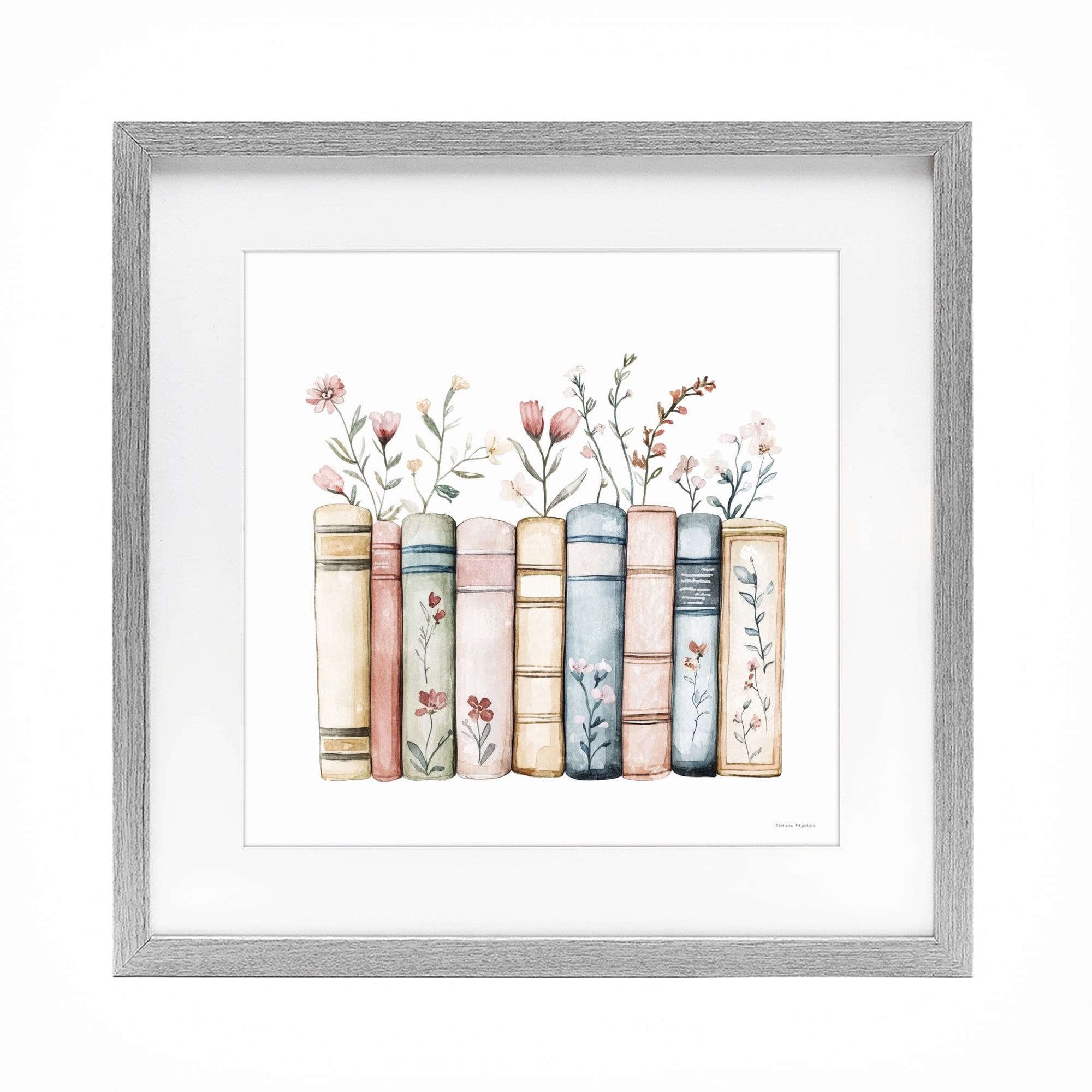 Stupell Industries Words That Blossom Gray Framed Print Under Glass, design by Svetlana Aleynikova