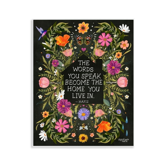 Stupell Industries Words You Speak Floral Quote Wall Plaque Art design by Glad You're Here Co., 14 x 11