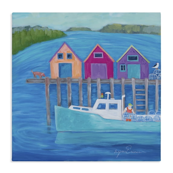Stupell Industries Rustic Lodge Work Day at Seaside Village Canvas Art, 17 x 17, by Lynn Ericson Fine Art