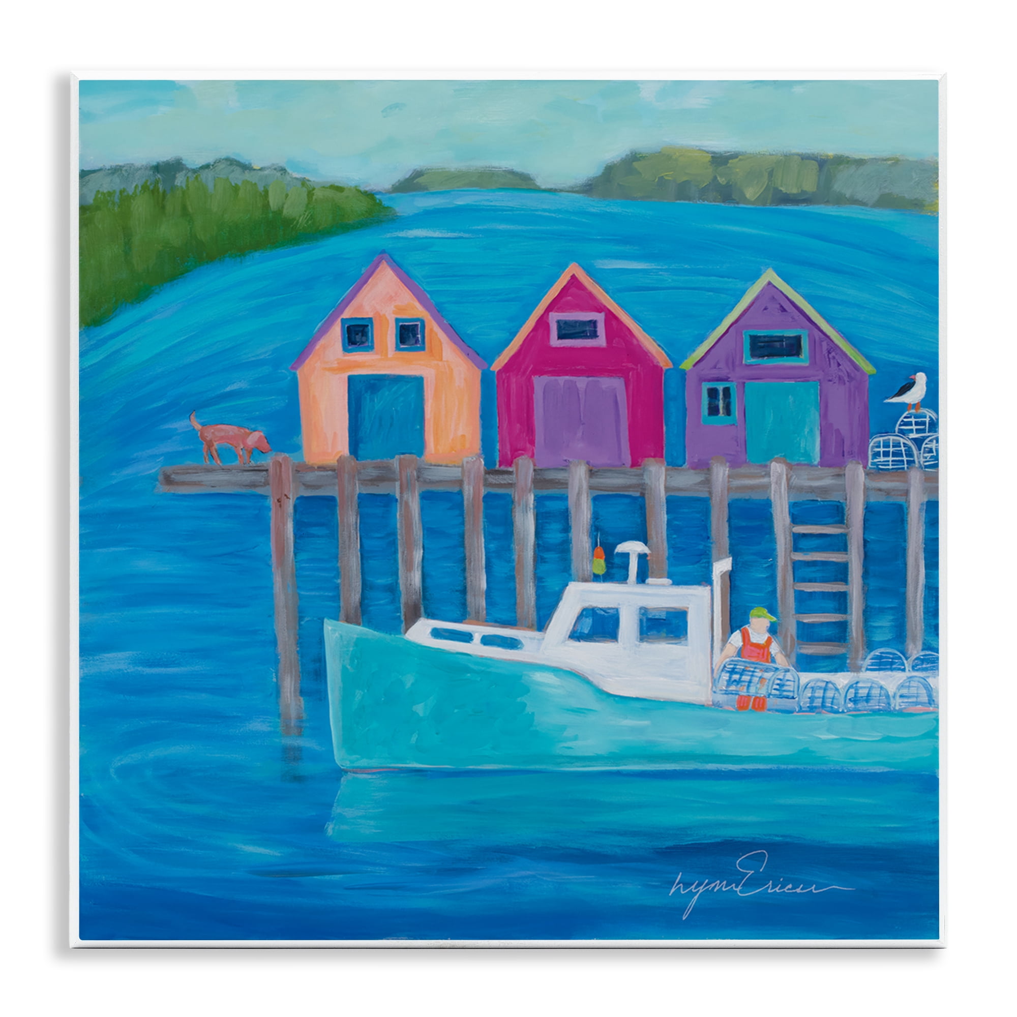 Stupell Industries Work Day at Seaside Village Wall Plaque Art, design by Lynn Ericson Fine Art