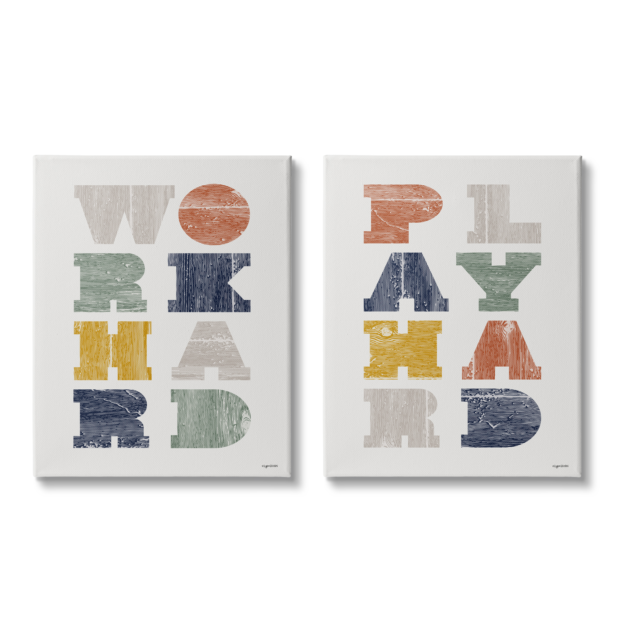 Stupell Industries Work Hard Play Hard Phrase Children's Block Typography, 16 x 20,Design by Kyra Brown