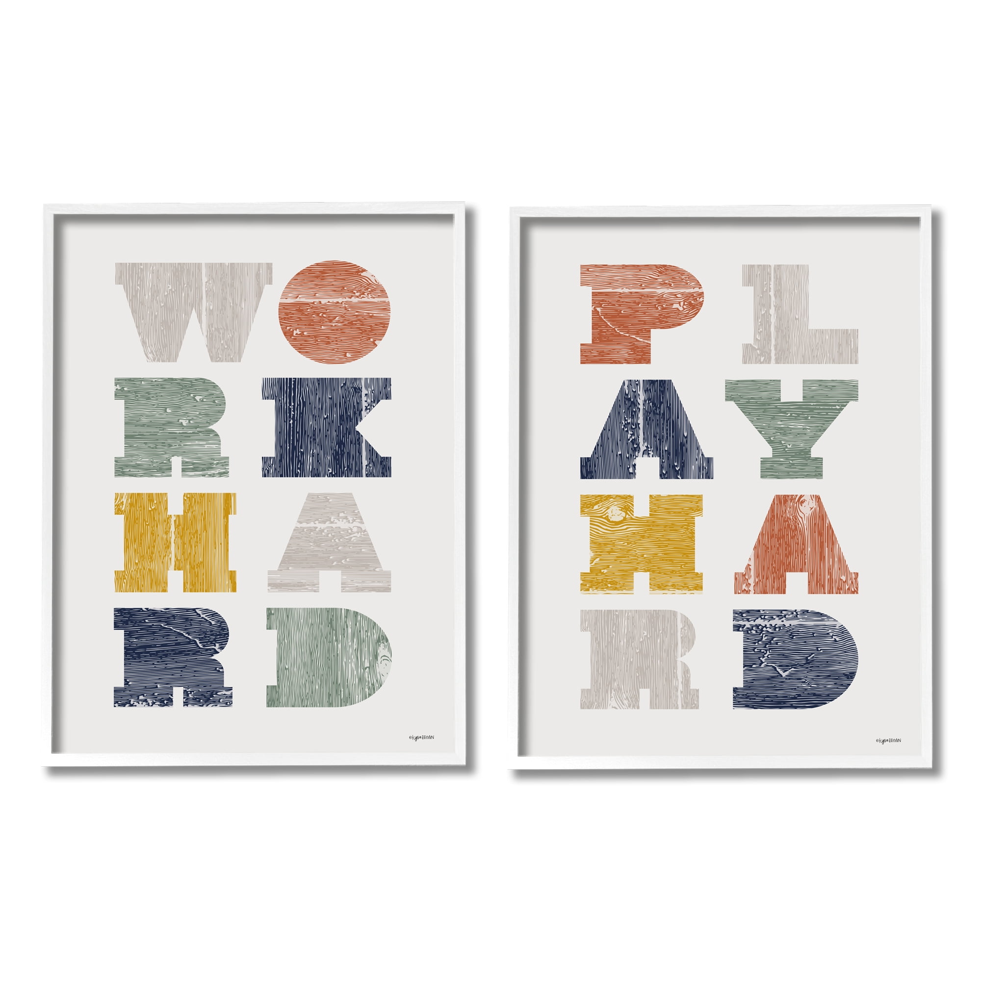 Stupell Industries Work Hard Play Hard Phrase Children's Block Typography, 16 x 20,Design by Kyra Brown